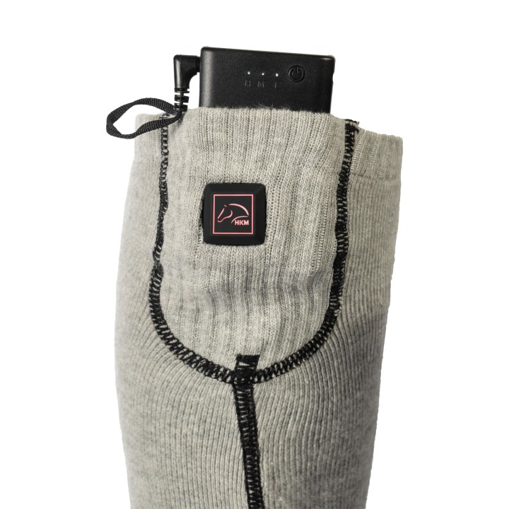 Chaussettes chauffantes HKM gris/noir pour équitation