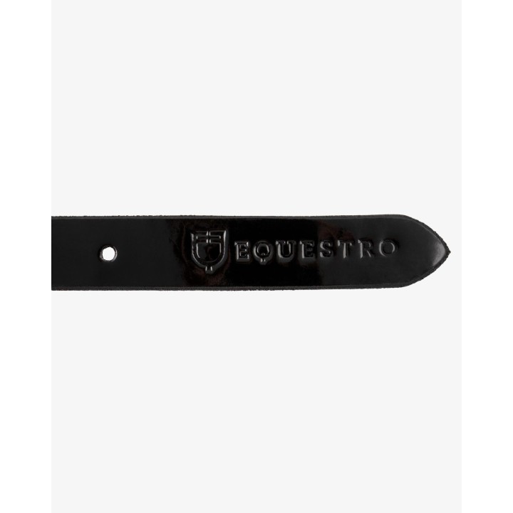 Ceinture glossy Equestro noir et rose gold pour l'équitation