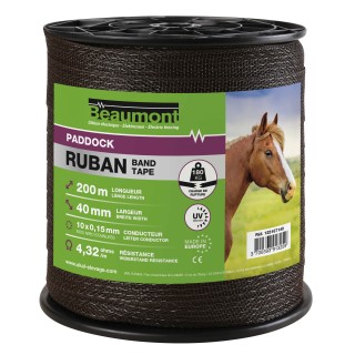 Ruban paddock brun 40mm / 200m