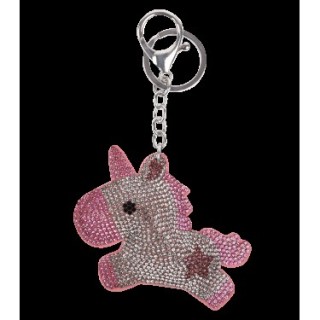 Porte-clés licorne argent rose