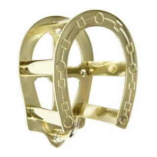 Porte brides fer à cheval en bois et laiton