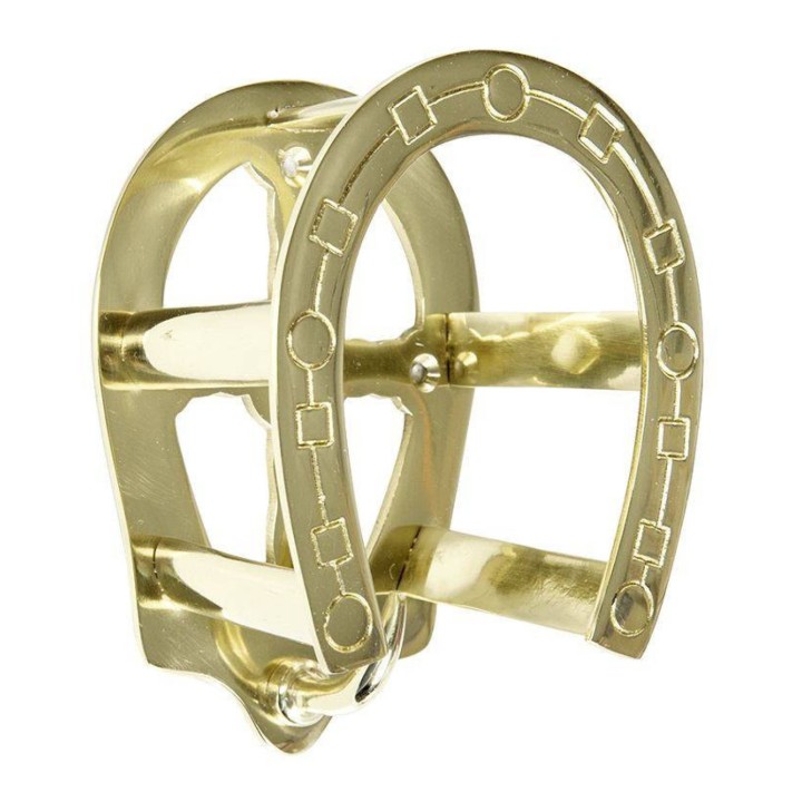 Porte brides fer à cheval en bois et laiton